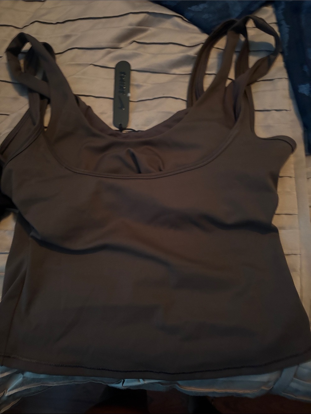 NikeSKIMS Dark Sepia Brown Matte Double Strap Scoop Tank Size Medium NWT